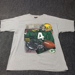 Vintage Green Bay Packers Brett Favre Shirt Adult XL Gray Lee‎ Sport Nutmeg